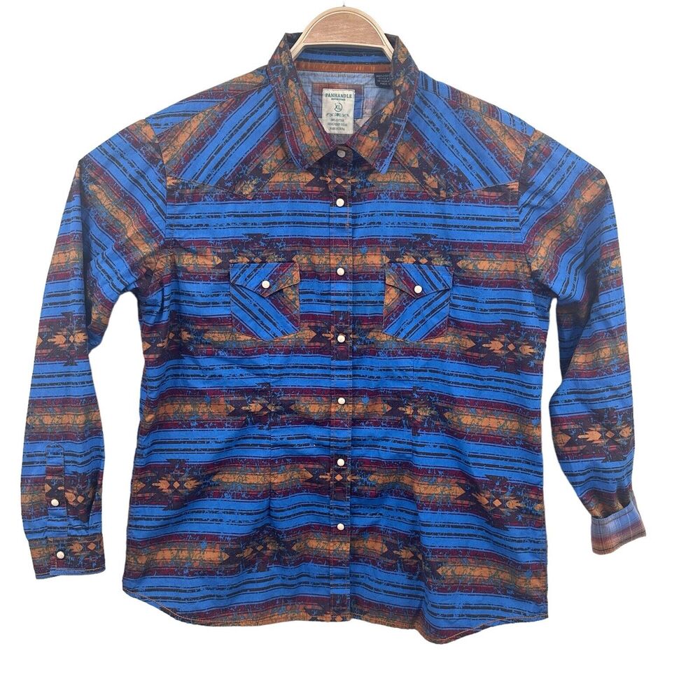 Panhandle Rough Stock Button Snap Shirt Women's XL Western Pearl Snap Rodeo - Picture 2 of 6